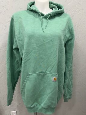 Carhartt Green Pullover Hoodie XL Tall Loose Fit Workwear Sweatshirt